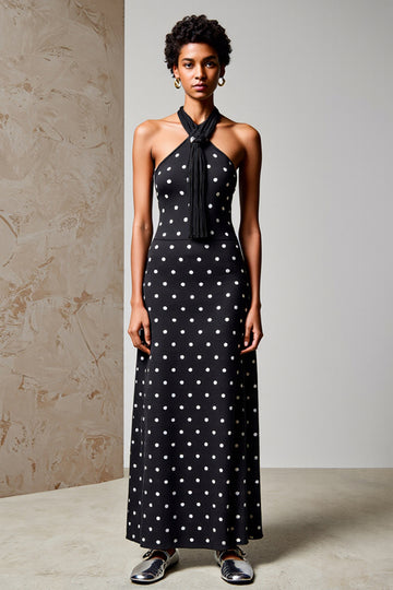 Robe noire à pois licol